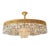 Antique Oval Flush Mount Chandelier Brass Crystal Ceiling Light Restored Gold For Sale