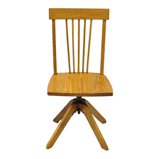 Early 20th Century Vintage Mission Arts & Crafts Oak Wood Child’s School Desk Chair For Sale