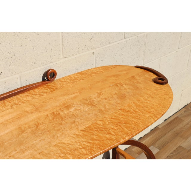 Mid-Century Sculptural Bird’s-Eye Maple & Rosewood Console Table, 1980s For Sale In Los Angeles - Image 6 of 18