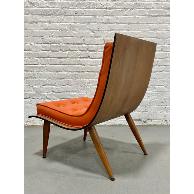 Mid Century Modern Scoop Lounge Chair by Carter Brothers | Orange Tufted Chair, C. 1950's For Sale - Image 12 of 13