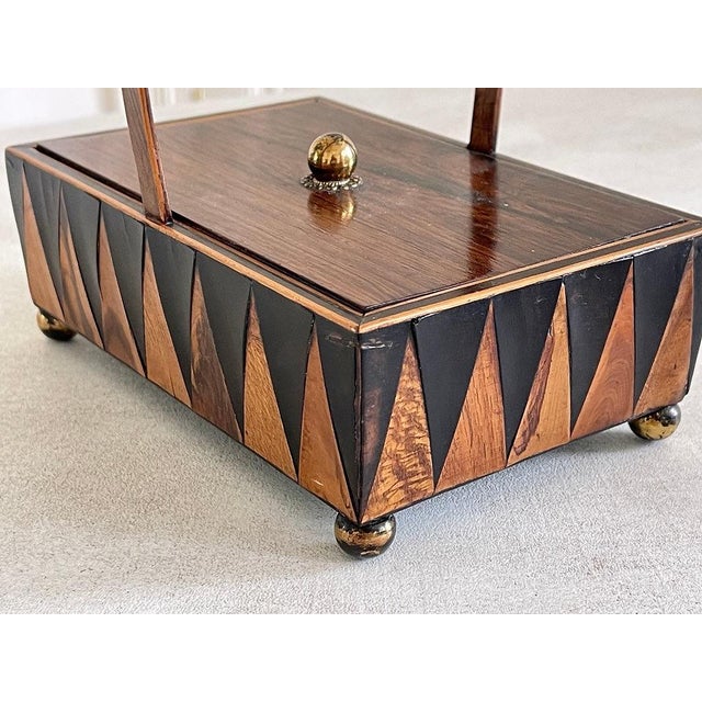 Antique Early 19th Century English George III Exotic Wood Harlequin Desk Box for Stationery or Sewing Pannier For Sale - Image 10 of 15