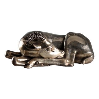 925 Silver Plated Antelope Sculpture by F.lli Raddi Firenze For Sale