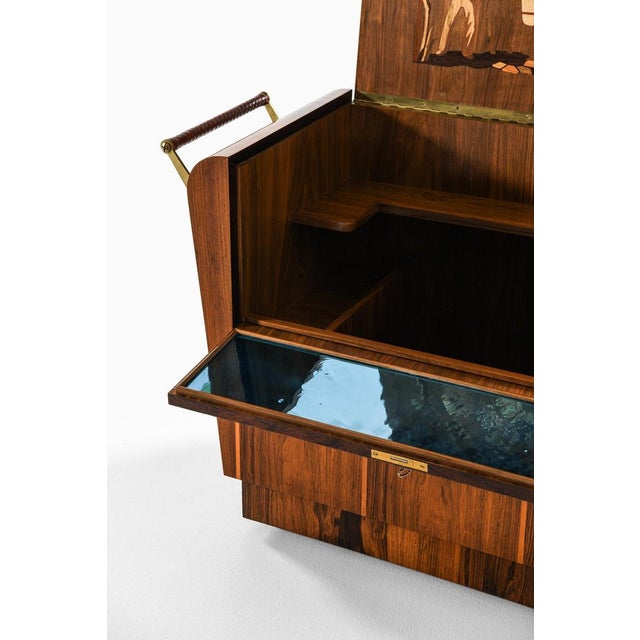 Bar Trolley in Brass and Rosewood from Erik Matsson, 1930s For Sale - Image 10 of 15