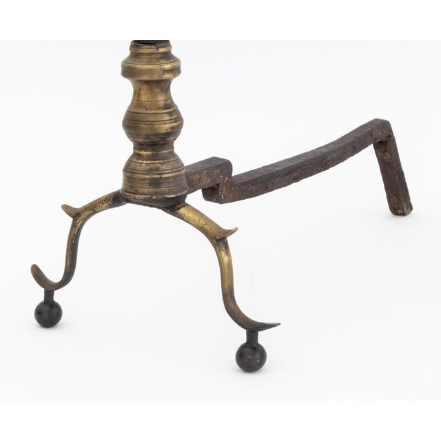 Federal Style Brass Andirons, Pair For Sale - Image 4 of 7