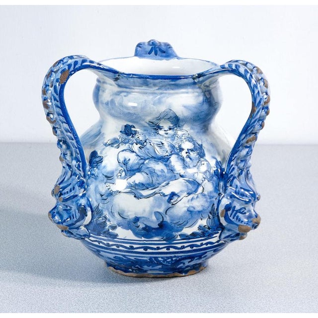 3-Handled Majolica Vase by Alba Docilia for Albissola For Sale - Image 9 of 18