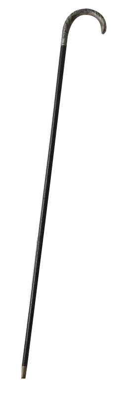 Antique Walking Stick with Engraved Silver-Plated Handle, 1890s
