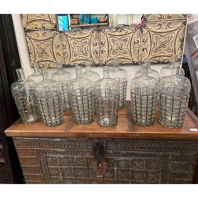 Vintage Wire Basket Glass Vase For Sale In Los Angeles - Image 6 of 6