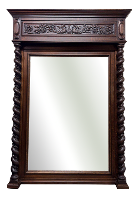 Flemish Carved Oak Mirror, Late 19th Century