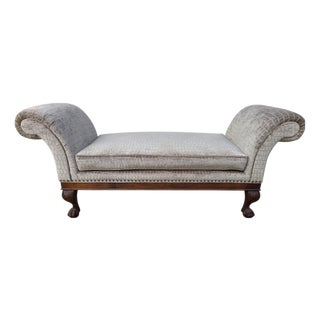 Vintage Oversized Window Bench Settee Alligator Print Paw Feet Attributed to Ralph Lauren For Sale