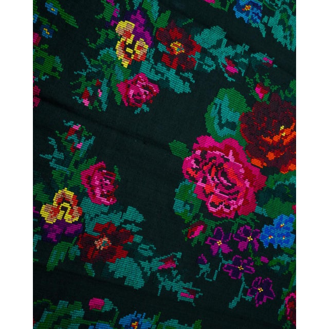 Textile Vintage Romanian / Moldovan Hand-Knotted Floral Wool Rug, 1950s For Sale - Image 7 of 10