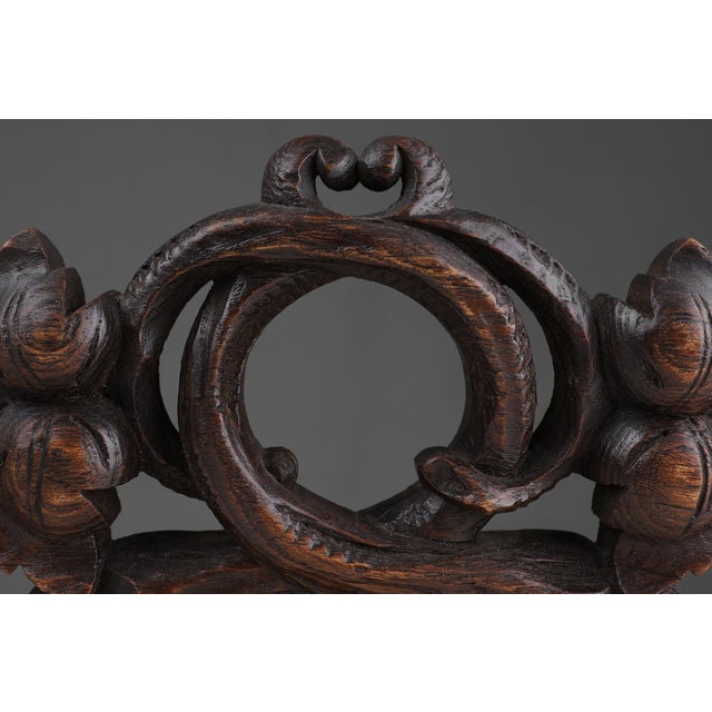 Antique Oak Pediment with Hand-Carved Oak Leaves, 1850 For Sale - Image 4 of 11