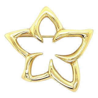 Late 20th Century Tiffany & Co. 18k Yellow Gold Flower Star Brooch For Sale