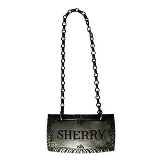 Mid 20th Century Sterling Silver "Sherry" Decanter Label/Tag by Stieff Company for Colonial Williamsburg For Sale