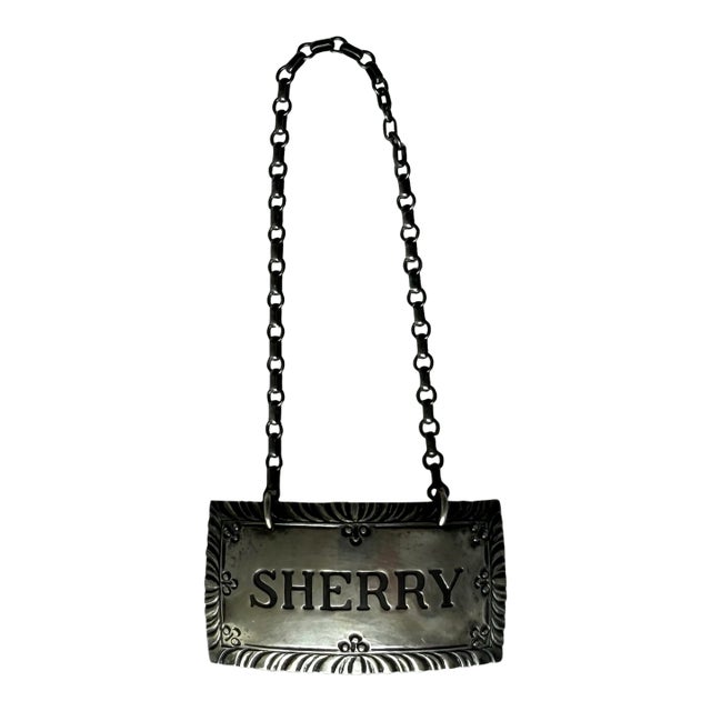 Mid 20th Century Sterling Silver "Sherry" Decanter Label/Tag by Stieff Company for Colonial Williamsburg For Sale