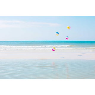 "Be Happy" Contemporary Whimsical Beach Scene Color Photograph For Sale