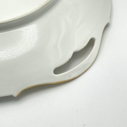 Antique Art Deco Limoges Tressemanes Et Vogt T&v Serving Platter With Handles (Flower Pattern on Border) For Sale - Image 15 of 18