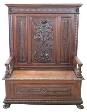 Late 19th Century Carved Walnut Bench
