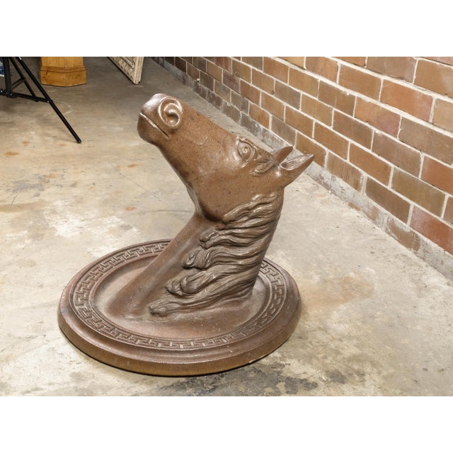19th Century English Victorian 19th Century Terracotta Horse Head with Greek Key Frieze For Sale - Image 5 of 9