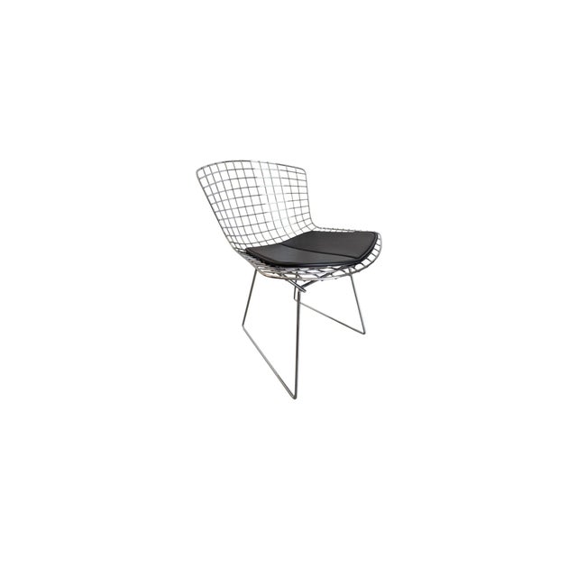 Metal Chrome Bertoia Side Chairs With Fabric Seat Pads for Knoll (Two Available) For Sale - Image 7 of 12