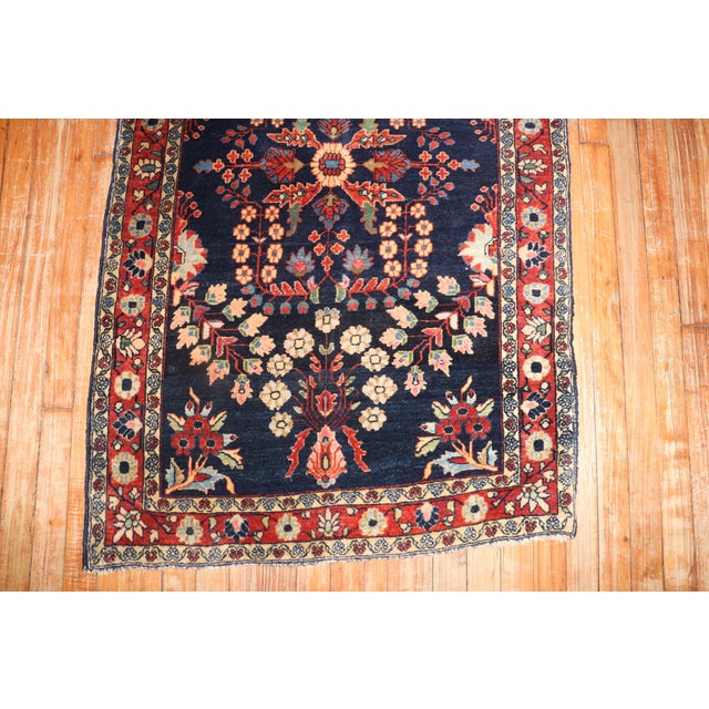 Persian Antique Navy Blue Persian Sarouk Rug - 2'9" x 4'7" For Sale - Image 3 of 9