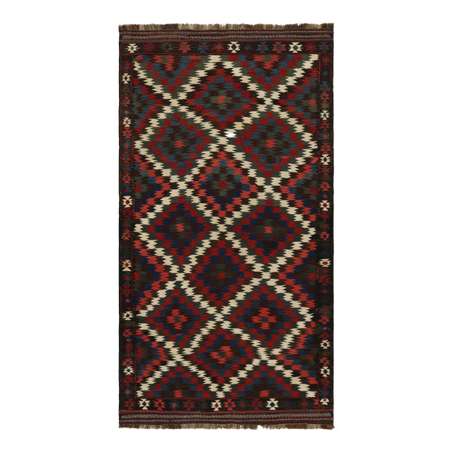 Vintage Kilim With Red, Teal and Blue Geometric Patterns, From Rug & Kilim For Sale