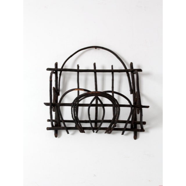 Early 20th Century Antique Adirondack Twig Wall Basket For Sale - Image 5 of 9