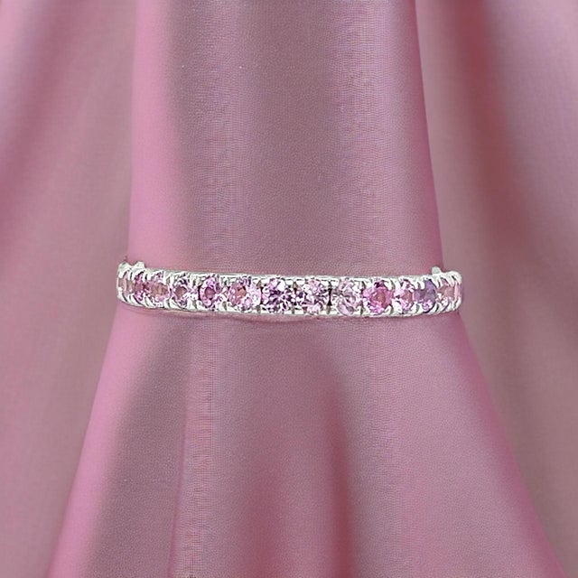 Natural Pink Sapphire Ring 6.5 14k W Gold 0.66 TCW Certified, Size 7 For Sale - Image 11 of 12