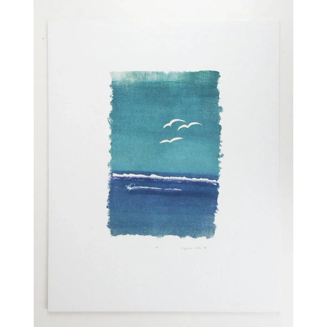Vintage Mixed Media Blue Seascape For Sale - Image 4 of 4