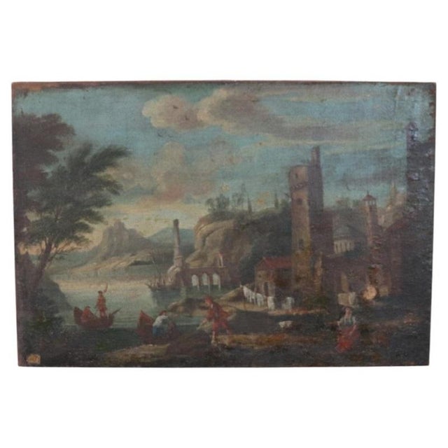 Coastal Landscape, 18th Century, Oil Painting on Canvas For Sale - Image 15 of 15
