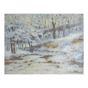 Early 20th Century Charles Meurer Impressionist Winter Landscape Painting