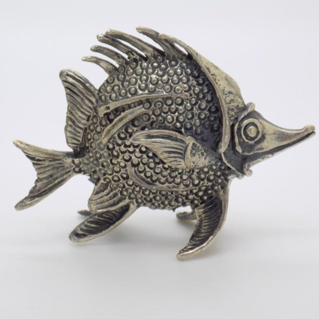 Vintage Italian Handmade Silver Longnose Butterfly Fish Figurine by Donati, Tuscany, 1950s For Sale - Image 4 of 14