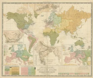 Antique Map of the Religions in the World by Johnston, 1854