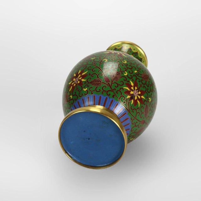 Chinese Cloisonne Floral Enameled Vase 20thC For Sale - Image 4 of 9