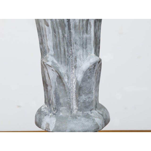 19th Century French Zinc Crowned Acorn Decorative Finial on Custom Lucite Base For Sale In Atlanta - Image 6 of 9