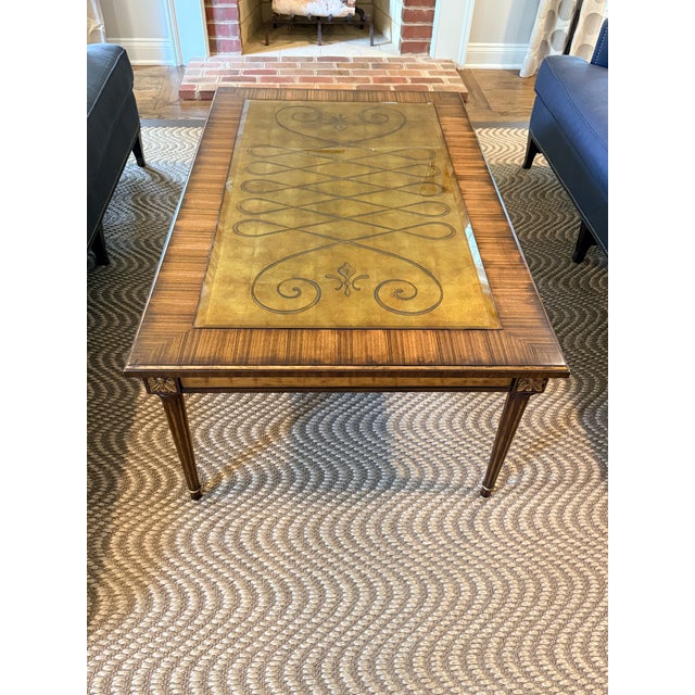Tan Maitland Smith Eglomise Glass Coffee Table For Sale - Image 8 of 9