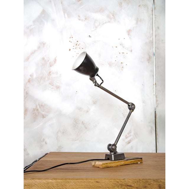 Industrial Polished 2-Arm Workshop Desk Light from EDL England, 1950s For Sale - Image 12 of 12