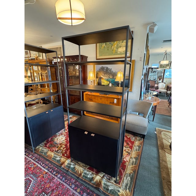 Rustic European Four Hands Trey Modular Wide Bookcase For Sale - Image 3 of 12