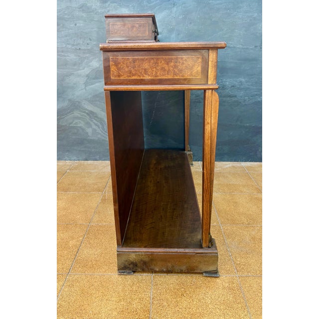 1960s Elegant Empire Style Console with Burlwood Veneer and Bronze Details For Sale - Image 11 of 12