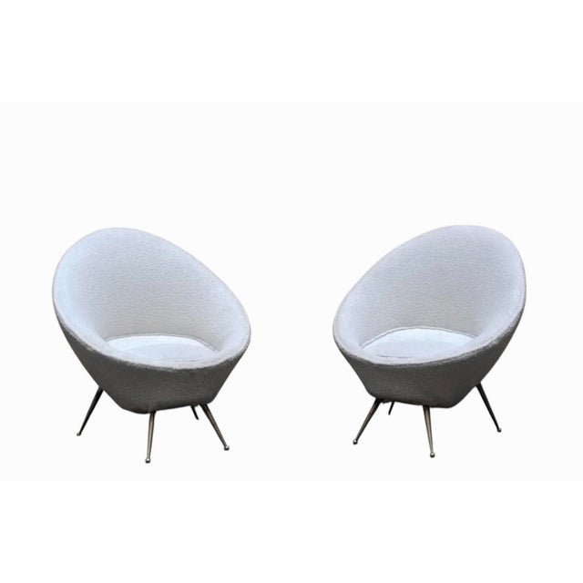 White Vintage White Fabric Chairs by Gigi Radice for Lenzi, 1950s, Set of 2 For Sale - Image 8 of 8