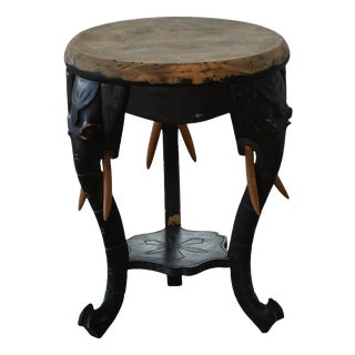 Anglo-Indian Elephant Stool in Ebonized Hardwood, 1900s For Sale