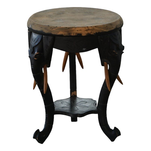 Anglo-Indian Elephant Stool in Ebonized Hardwood, 1900s For Sale