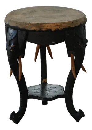 Anglo-Indian Elephant Stool in Ebonized Hardwood, 1900s