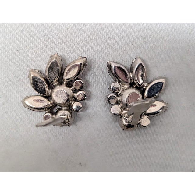 Metal Vintage 1960s Verified Delizza & Elster Faux-Garnet Clip Earrings-2 Pieces For Sale - Image 7 of 7