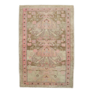 Antique Zabihi Collection Persian Brown Pink Small Rug