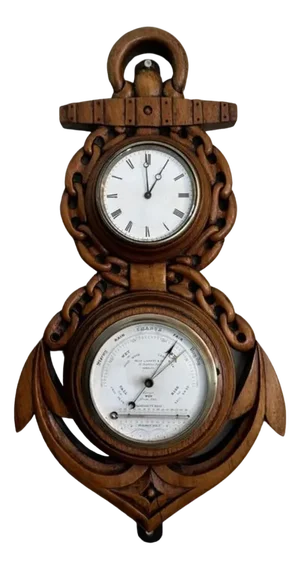 Victorian Carved Oak Banjo Clock Barometer, 1860s