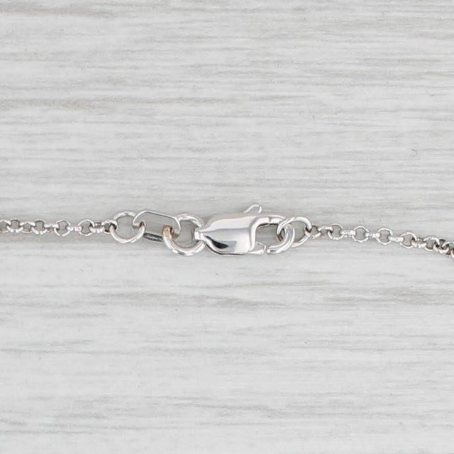 Art Deco New 0.45ctw Diamond Flower Pendant 14k White Gold Cable Chain 17-19" Adjustable For Sale - Image 3 of 6