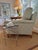 A Pair of Howard & Sons Green and White Lounge Chairs With Custom Tan Slipcovers For Sale - Image 4 of 18