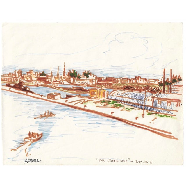 Drawing by English artist Ivy Attwell (1895-1985). Attwell traveled extensively all over the world and recorded her...