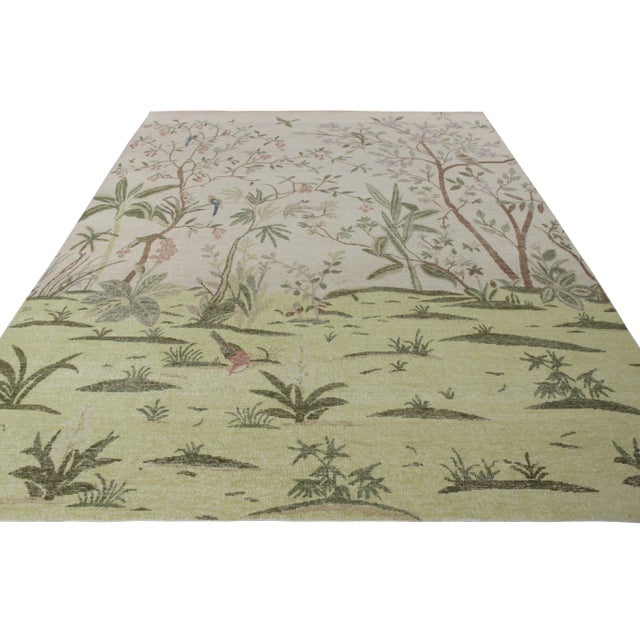 Contemporary Rug & Kilim’s Mural Rug in Green, 5x7 For Sale - Image 3 of 5