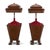 Pair of William IV Mahogany and Ebony Inlaid Cutlery Urns, England, c. 1835, domed square lid fluted and carved with leaf...